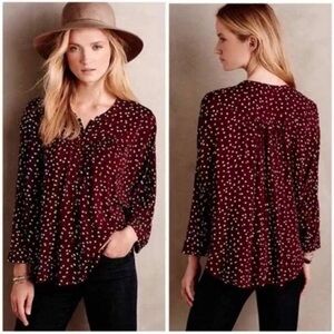 Anthropologie Maeve Polka Dot Blouse